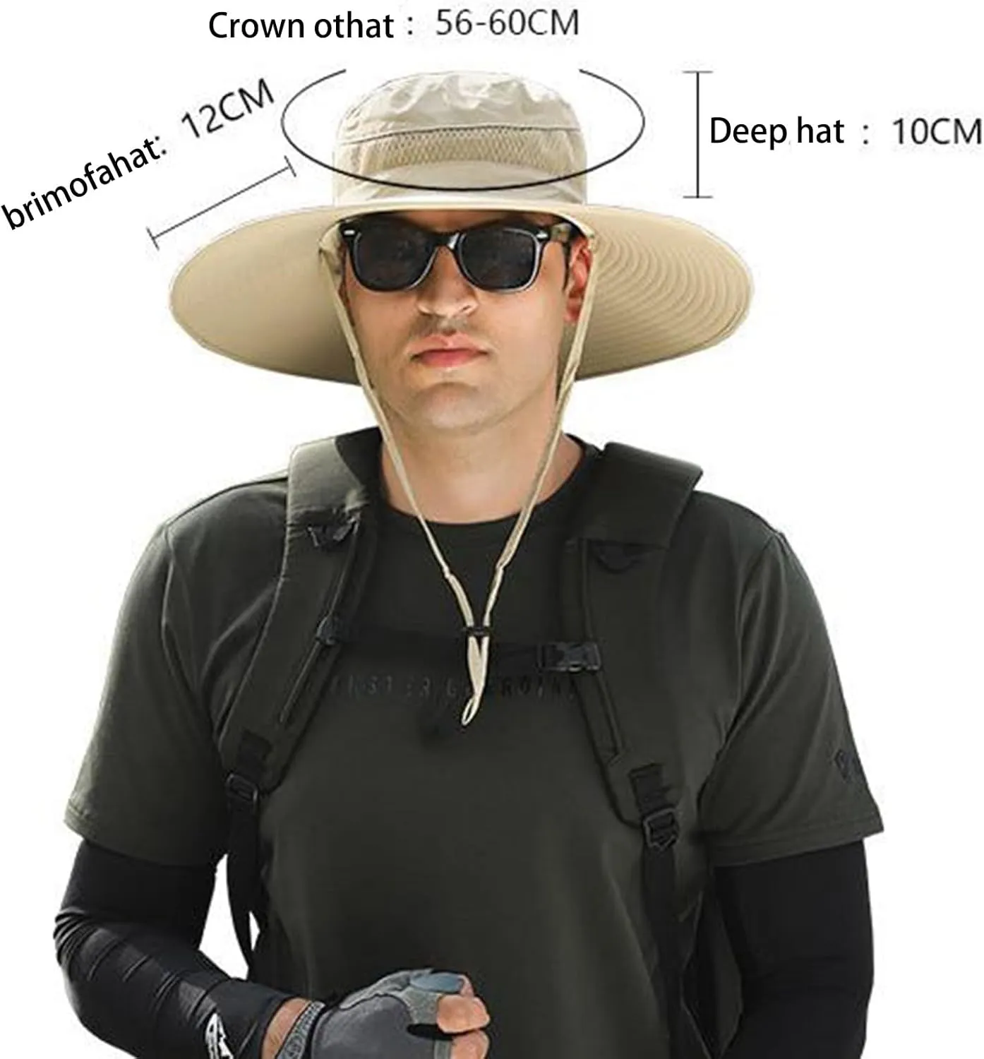 Wide Brim Solar Fan Hats for Men, UPF 50  Solar Panel Fan Hat for Fishing Outdoor Camping Beach Hiking