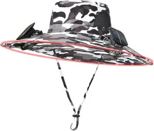 Wide Brim Solar Fan Hats for Men, UPF 50  Solar Panel Fan Hat for Hiking Beach Outdoor Fishing Camping