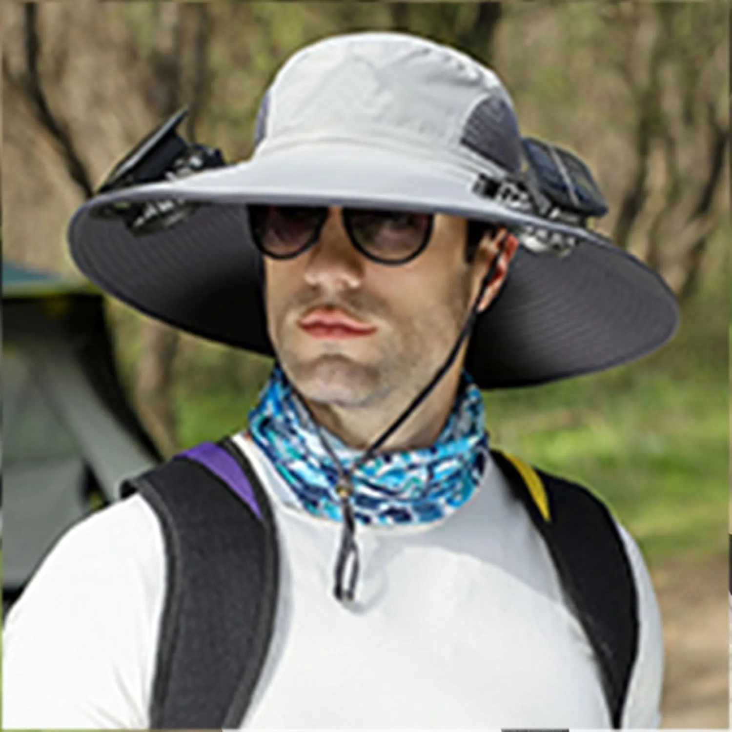 Wide Brim Solar Fan Outdoor Fishing Hat, 2 Solar Solar Powered Fan Sun Hats for Men, USB Beach Hats for Women