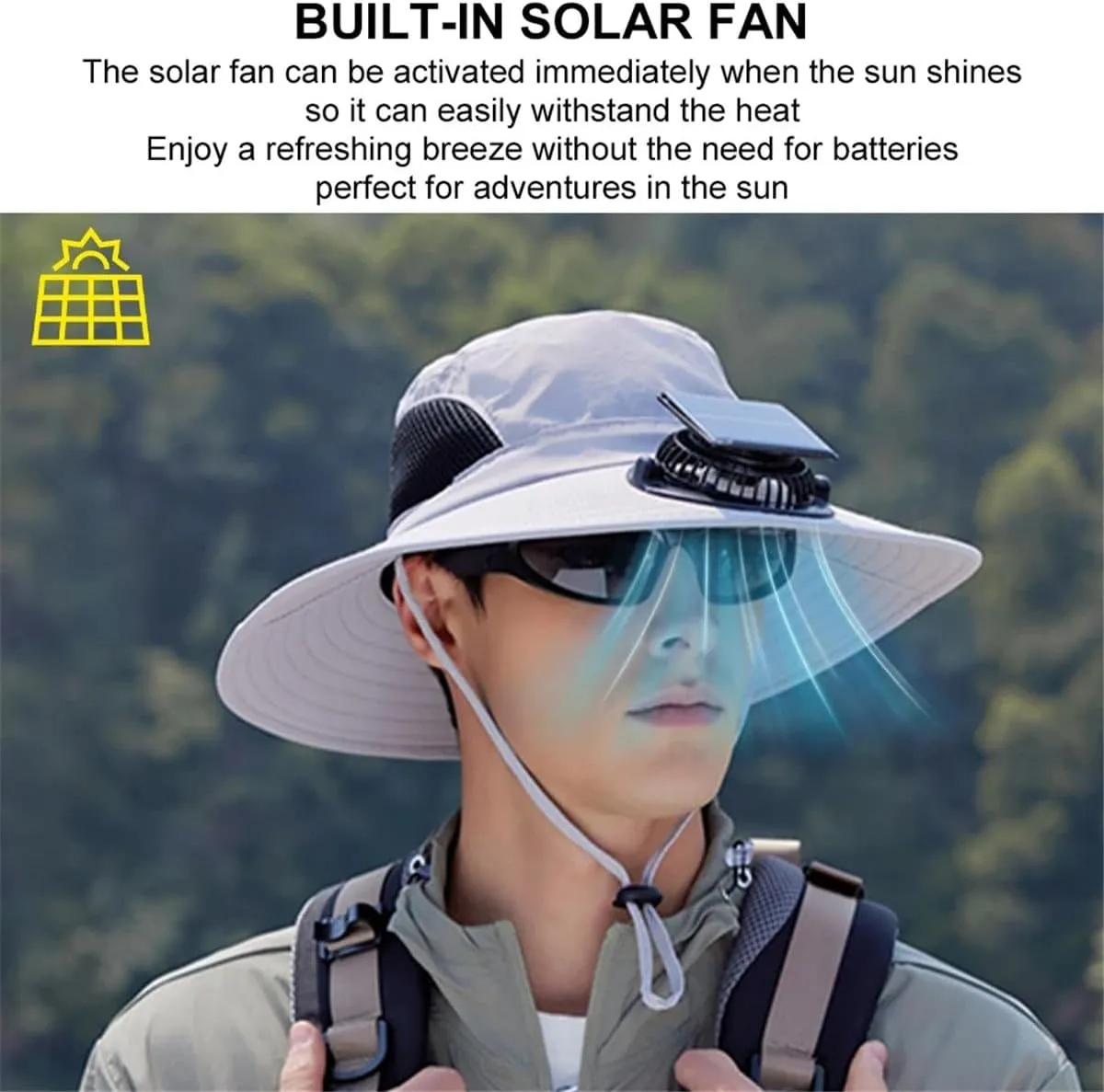 Wide Brim Solar Fan Outdoor Fishing Hat Men Sun Hat with Fan Fishing Hats