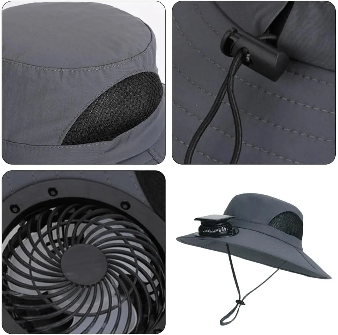 Wide Brim Solar Fan Outdoor Fishing Hat Men Sun Hat with Fan Fishing Hats