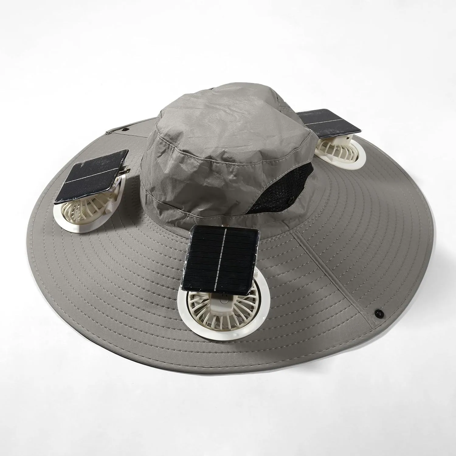 Wide Brim Solar Power Fans Hat with 2 Solar Fan Waterproof Breathable Bucket Hat Outdoor Fishing Hats for Hiking Camping