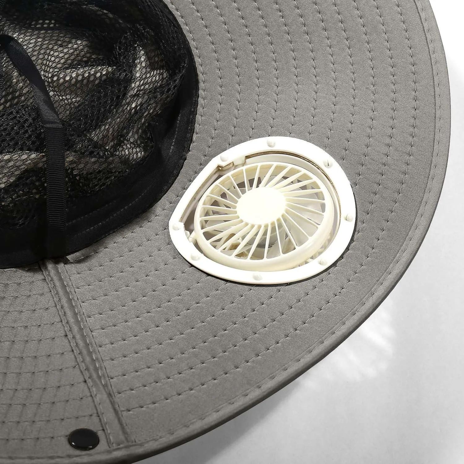 Wide Brim Solar Power Fans Hat with 2 Solar Fan Waterproof Breathable Bucket Hat Outdoor Fishing Hats for Hiking Camping