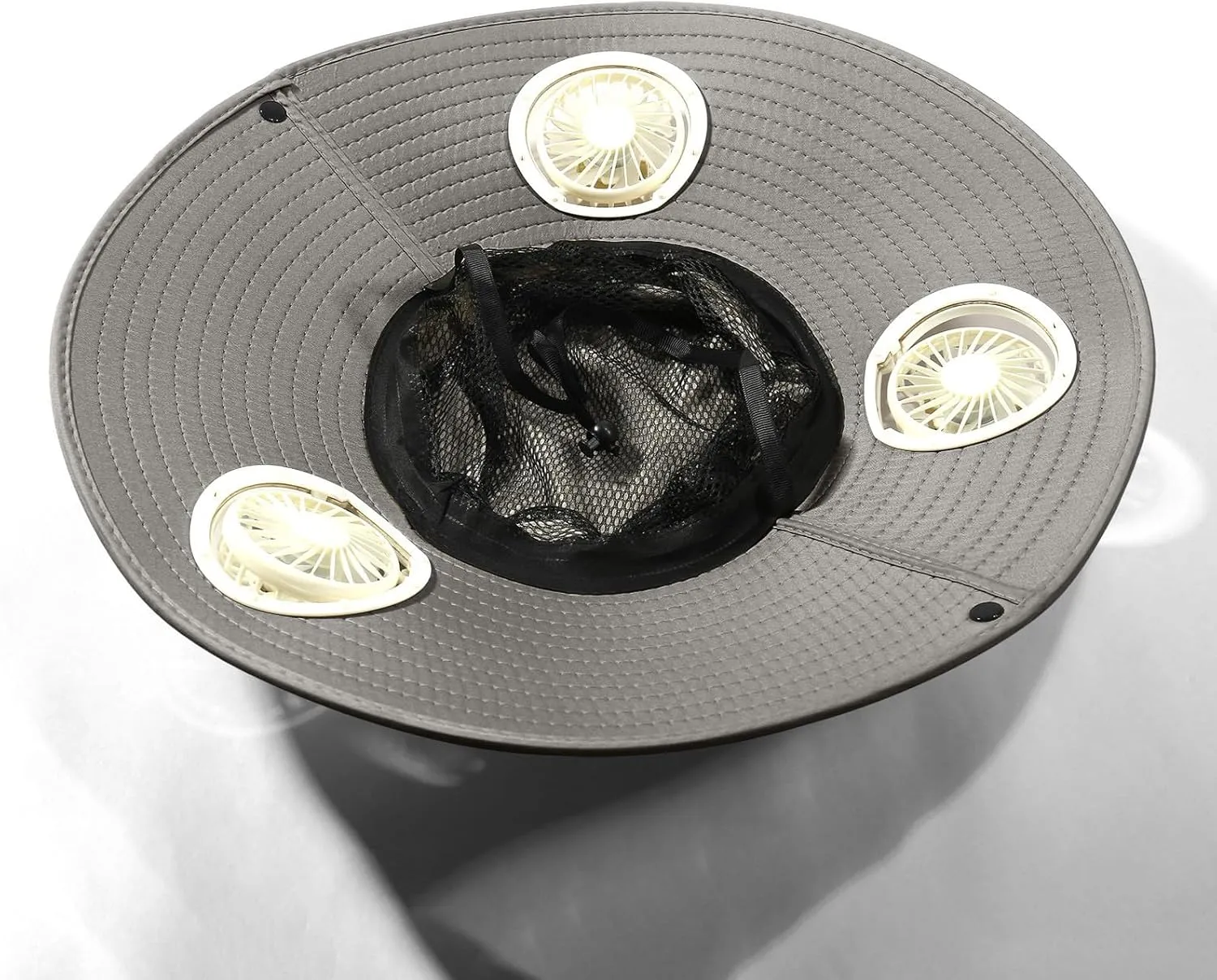 Wide Brim Solar Power Fans Hat with 2 Solar Fan Waterproof Breathable Bucket Hat Outdoor Fishing Hats for Hiking Camping