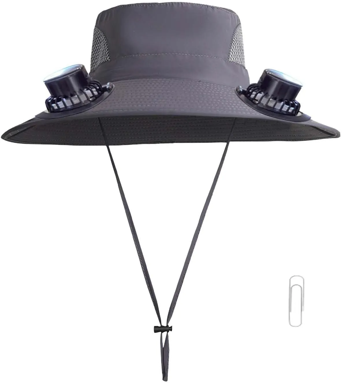 Wide Brim Sun Hat with 2 Solar Fan, 3 Speed Adjustable Fan Hat, Solar & USB Charging Fan, Bucket Fishing & Beach Hat