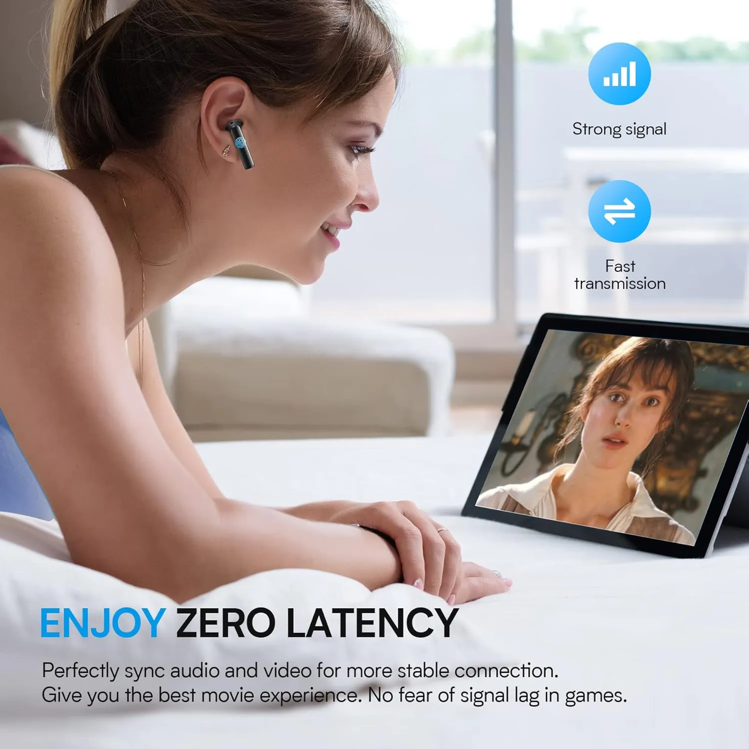 Wireless Earbuds 40H Playtime 8H Continuous Playtime Bluetooth Ear Buds, IPX6 Waterproof Stereo Sound Bluetooth Wireless Headphones with Microphone and Charging Case for iOS Android Sports Black