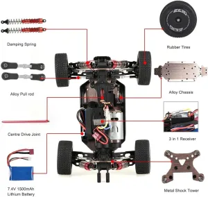 WLtoys High-Speed RC Car 144001 1:14 60KM/H 2.4G RC Car 4WD Electric High Speed Off-Road Remote Control Racing Drift Toys Car 1/14 for Children (144001 1500 3000)