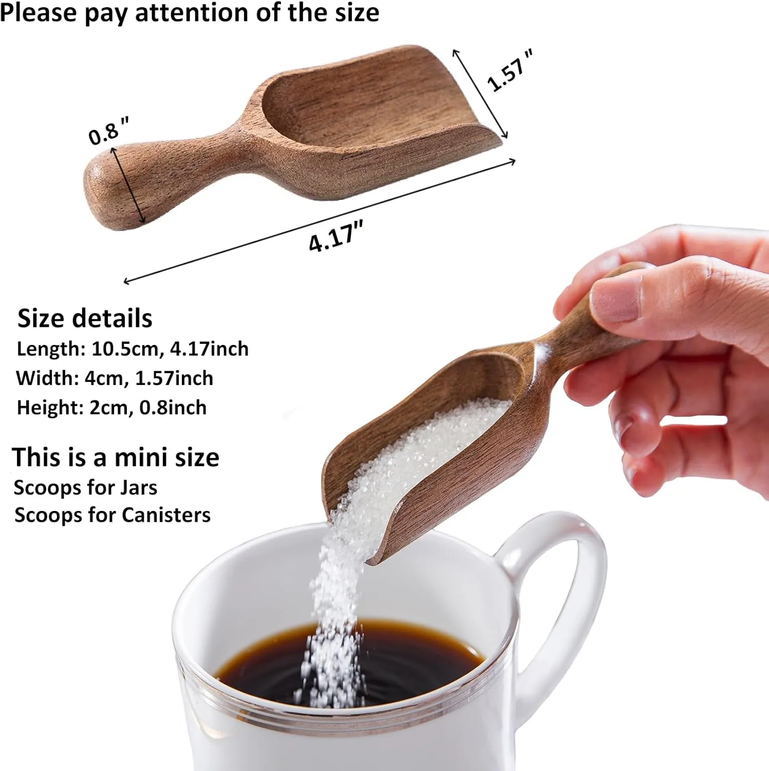Wooden Scoops for Canisters 4PCS Acacia Wooden Scoop for Jars Coffee Scoop for Seasoning Mini Scoops for Bath Salt Laundry Detergent Shovel-Multipurpose