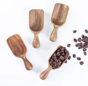 Wooden Scoops for Canisters 4PCS Acacia Wooden Scoop for Jars Coffee Scoop for Seasoning Mini Scoops for Bath Salt Laundry Detergent Shovel-Multipurpose