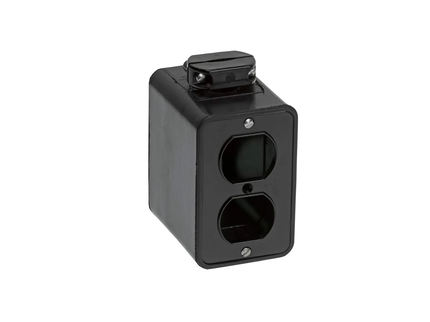 Woodhead 3000BLK Super-Safeway Multiple Outlet Box - Black, Double Sided Mounting Box with Standard Depth, C-Clamp, Duplex Cover Plates