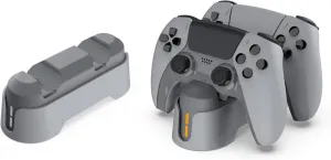 XBERSTAR PS5 Charging Station for PS5 /PS5 Edge Controller Charging Dock Stand PS5 Controller Fast Charging Station Accessories (Gray)