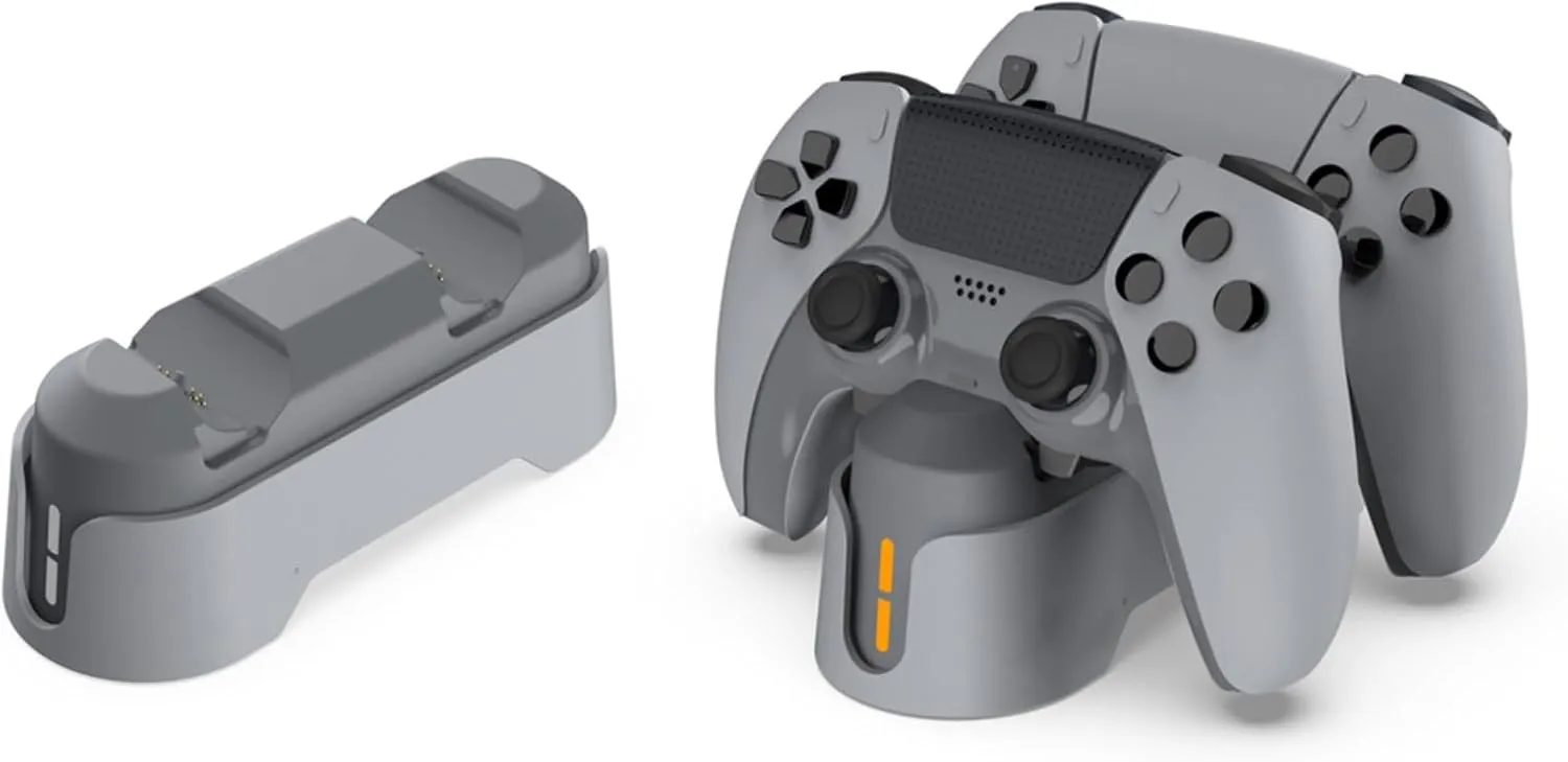 XBERSTAR PS5 Charging Station for PS5 /PS5 Edge Controller Charging Dock Stand PS5 Controller Fast Charging Station Accessories (Gray)