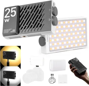 Zhiyun CINEPEER CM25 Video Light, 25W Camera Light, Bi-Color Portable Mini LED Light for Photo and Video Lighting, Built-in Fans Support, PD Fast Charge,14000 Lux@ 2700K-6200K CRI 96 /TLCI 97 