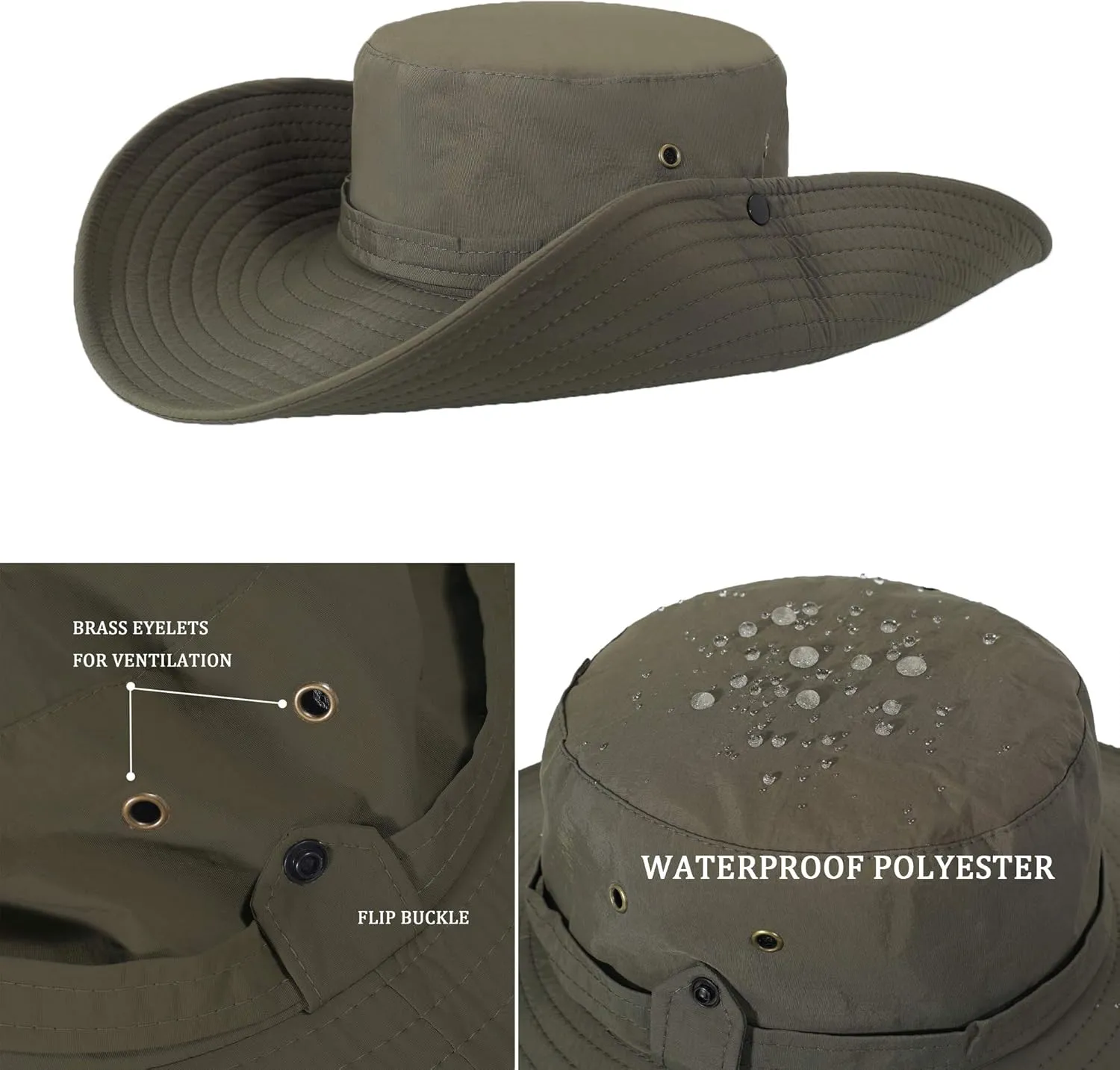 ZLYC Outdoor Extra Wide Brim Sun Hat for Men and Women Waterproof Bucket Boonie Hat