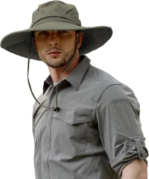 ZLYC Outdoor Extra Wide Brim Sun Hat for Men and Women Waterproof Bucket Boonie Hat