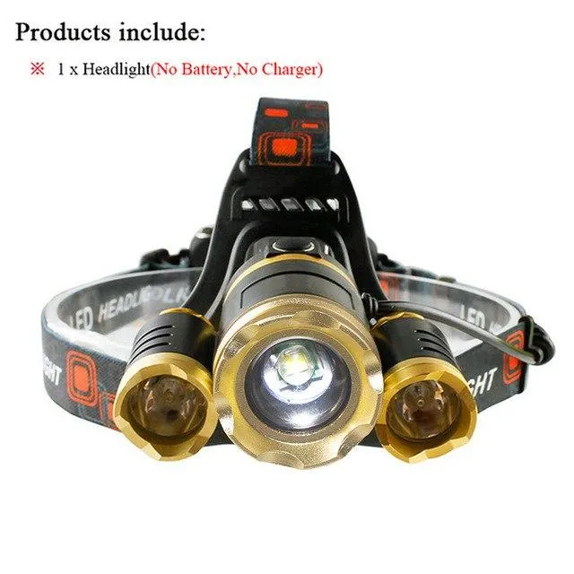 zoom hoofdlamp led headlamp xml 3t6 flashlight head lamp waterproof headlight 18650charger Battery head torch bike camping light