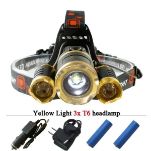 zoom hoofdlamp led headlamp xml 3t6 flashlight head lamp waterproof headlight 18650charger Battery head torch bike camping light